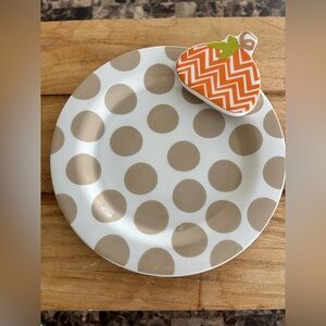 Happy Everything! Chevron Pumpkin Embellishment Plate Laura Johnson Neutral Dot